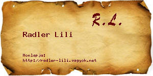 Radler Lili névjegykártya